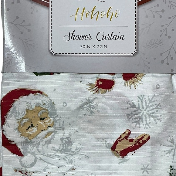 Holiday Shower Curtin Fabric Santa Snowman Christmas Bath Decor 70 x 72 Inch - Picture 5 of 16
